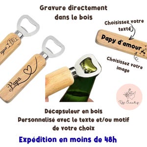 Personalized wooden bottle opener. Can opener / Ideal gift for Wedding/Men/Father&#39;s Day/Grandfather&#39;s Day/Godfather/Uncle/Father-in-law