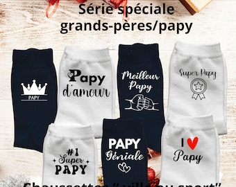 Personalized black and white men's socks. Special series for grandpas and grandfathers. Ideal gift for men, Christmas gift for grandpa.