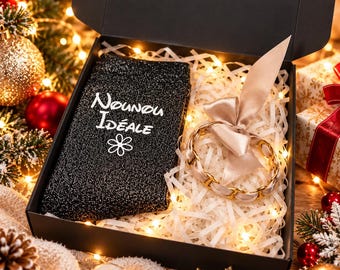 Personalized Sequin Socks. Gift set including socks and a coffee bean bangle bracelet with ribbon. Ideal Christmas gift.