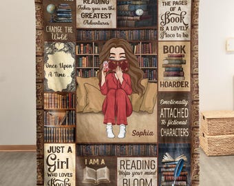 I Am A Bookaholic Personalized Blanket, Just A Girl Who Loves Books, Gift For Daughter, Gift For Bookworm Book Club,Lovers Bookworm Booknerd
