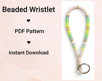Aqua Neon Fade - Native Beaded Wristlet - Instant PDF Download
