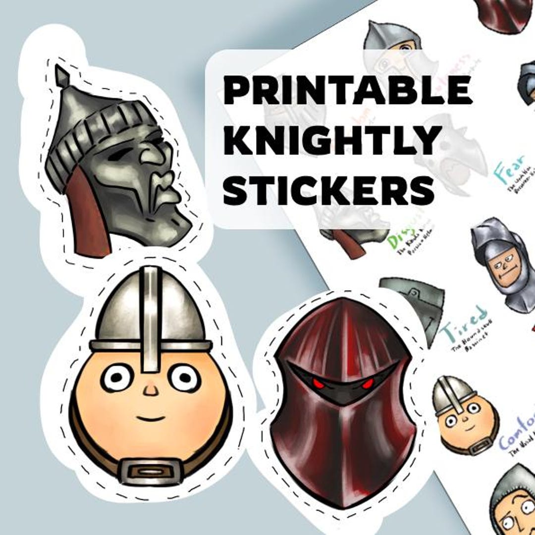 Knight Sticker Style Printable Knight Stickers - Etsy