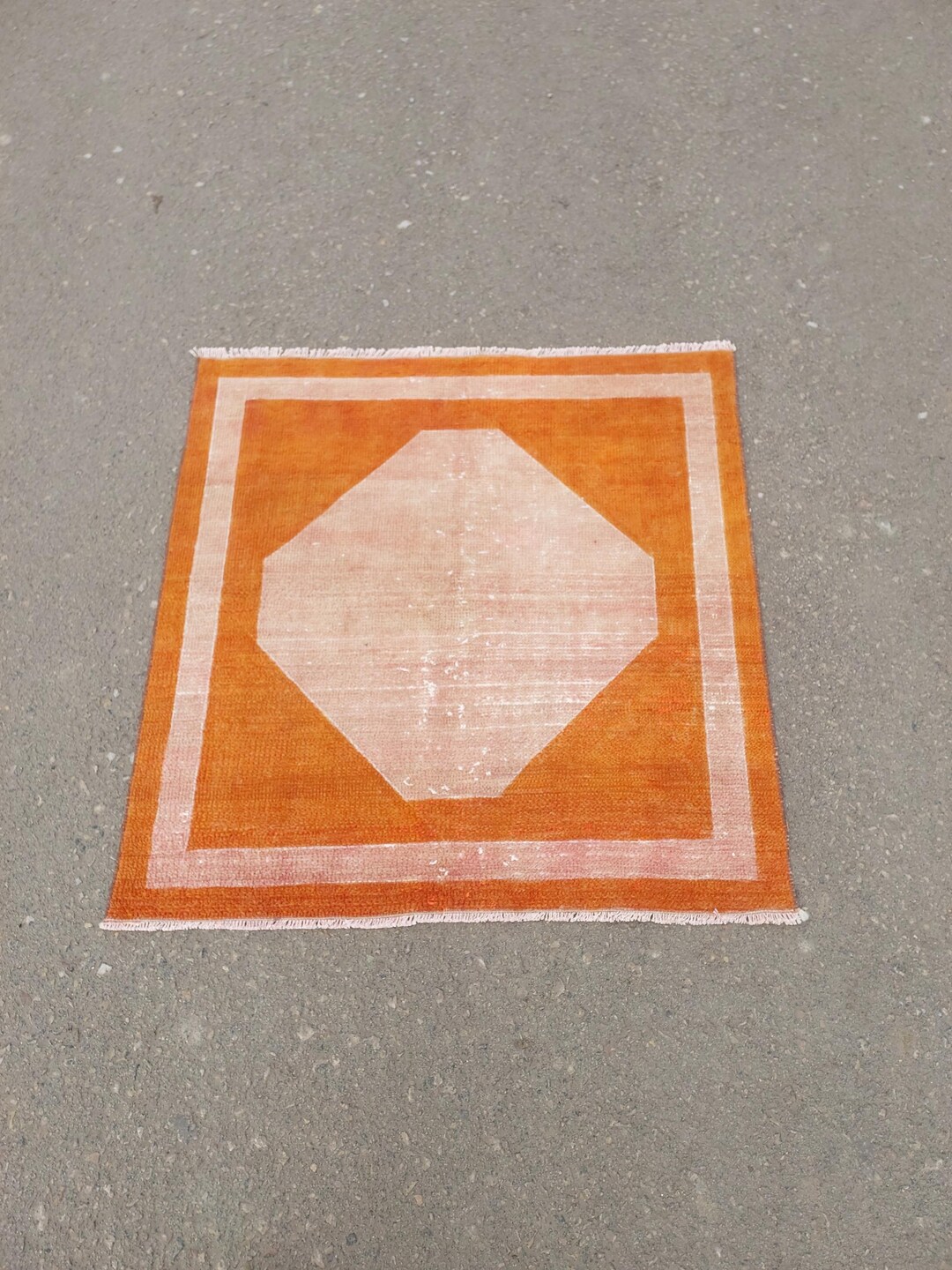 Rare Vintage 3x3 Turkish Square Rug | Authentic Handmade Wool Accent ...