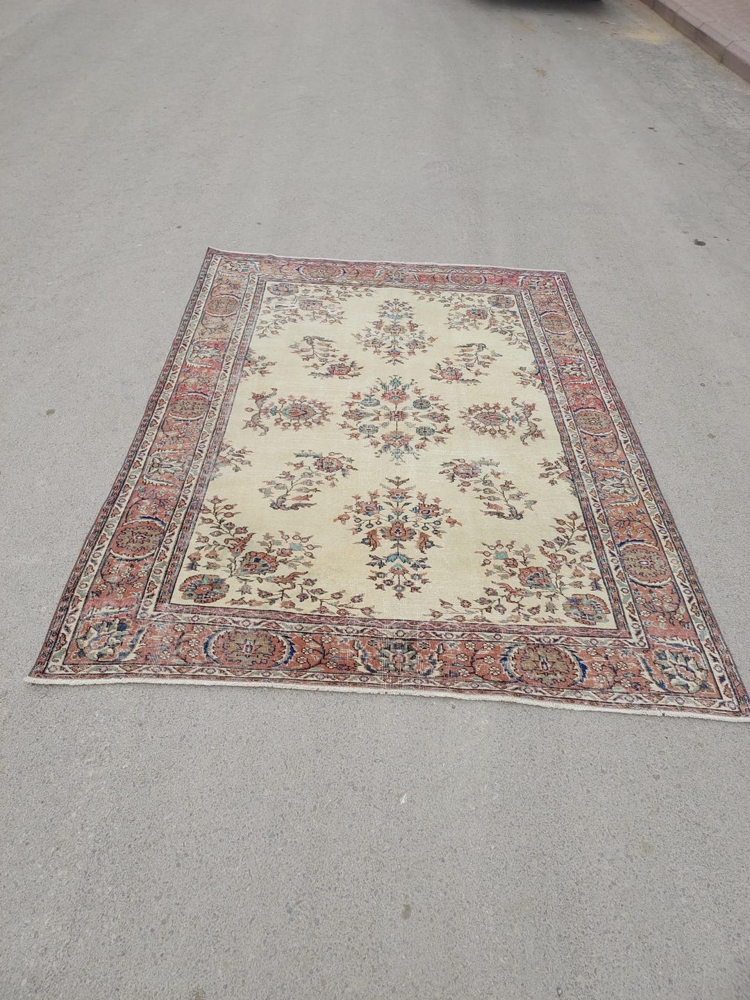 7x9 Oversized Vintage Oushak Wool Rug Turkish Handmade Area Carpet - Etsy