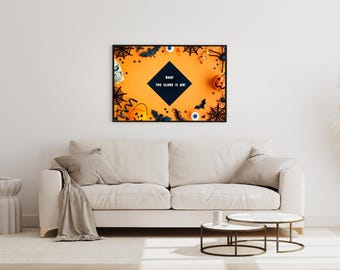 Printable Halloween Wall Art, Happy Halloween, Halloween Classroom Decor, Scary, Wallpaper, Print, Boo! The scare is on!