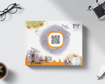 QR Halloween Party Songs, Halloween Party Invitation, QR Scan Paint, Halloween QR Music Stickers, Cool Kids Halloween Poster