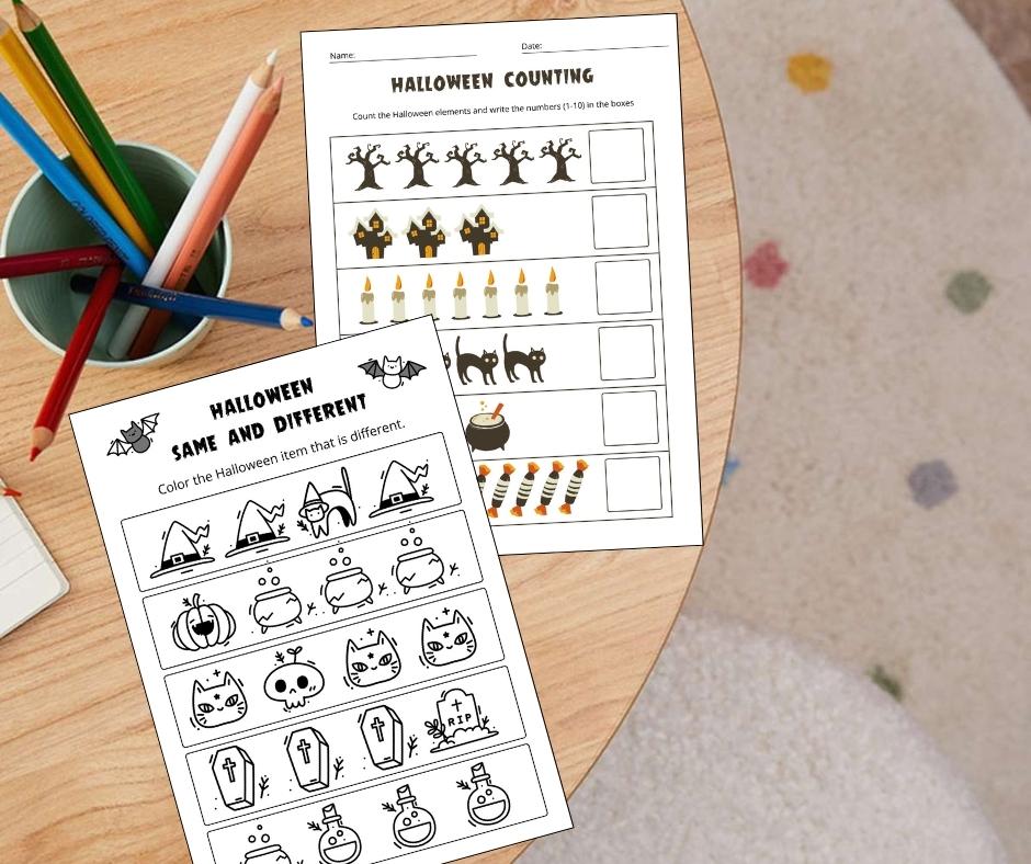 5 Halloween Working Papers for Kids, Halloween Party, Halloween Classroom Papers, Printable Kids Halloween Activities, Printable Halloween