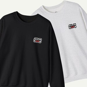 All In Poker Design Hoodie,Broderie de cartes, cadeau pull de cartes à jouer, broderie poker, pull de cartes à jouer, sweat-shirt de poker