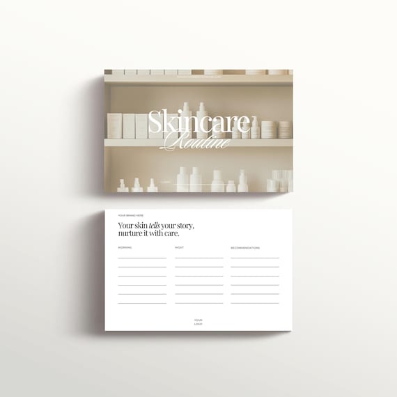 Skincare Routine Card, Editable Esthetician Templates, Facial Treatment Forms, Client Aftercare Cards, Edit in Canva, Instant Download,