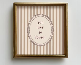 Gestreifte Liebe Zitat quadratischen Druck, Retro Boho Kinderzimmer Dekor (digitaler Download)