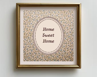 Vintage Home Sweet Home Square Print, Retro Cozy Wall Decor (Digital Download)