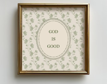 God is Good Floral Print, Minimalist Christian Wall Art (Digital Download)
