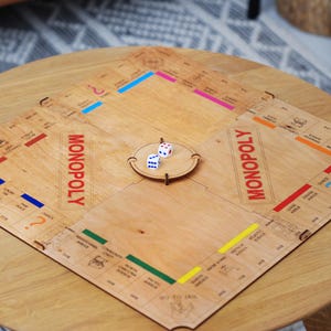 Wooden game board Monopoly / Gift for Monopoly lover