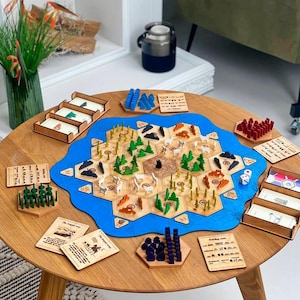 Handcrafted Board Game Settlers of Catan / Wooden Catan board / Settlers of Catan wooden set