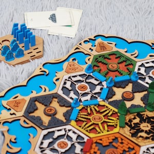 2-4/ 5-6 Player Custom Settlers Board  Game / CATAN  game  / Wooden board game