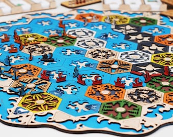 Wooden Board Game Settlers Seafarers  (2-4 or 5-6 Players) Complete edition