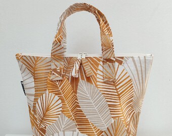 Handmade Tropical Leaf Print Toiletry Bag: Waterproof Beach Travel