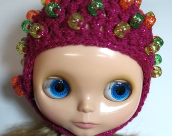 Blythe Bauble Helmet - raspberry sparkle/yellow green and orange sparkle