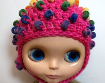 Blythe Bauble Helmet -  hot pink/rainbow flocked