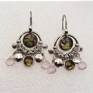 Nwot Lia Sophia Small Mixed Stone and Silver metal Dangle Earrings