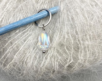 5 er Set Maschenmarkierer Edelstahl I böhmische Perle I Tulpe I Geschenk für Stricker*innen I Strickzubehör