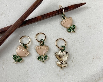 4 Maschenmarkierer Tulpe,Emaille Charm, Frühling