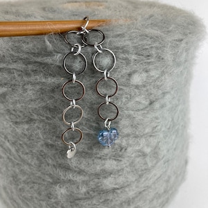 Edelstahl Reihenzählerkette  Böhmische Ahornblattperle Blau Silber I Reihenzähler I Zählkette I Maschenmarkierer Set