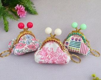 Fabric Kiss Lock Coin Purse: Handmade Keychain Pouch