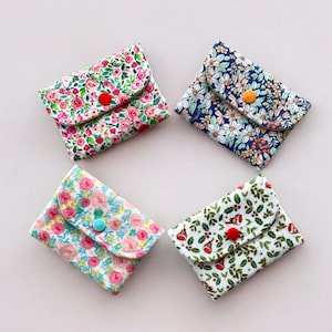 Tarjetero, minitarjetero, tarjeta de fidelidad, estuche de bolsillo, tarjetero, monedero de tela con diseño floral, regalo para el Día de la Madre.