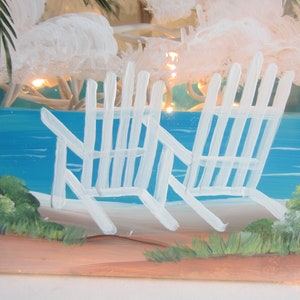 Palm Trees and 2 Beach Chairs, Glass Lighted Block, Tropical Scene On A Lighted Block Hand Painted image 6