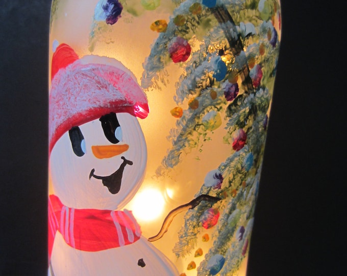 SNOWMAN DECORATING a WHIMSICAL Evergreen Tree** on a Frosted Lighted ...