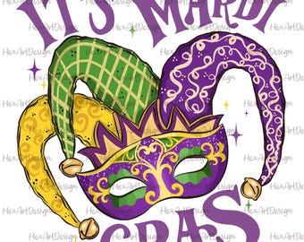 It's mardi gras PNG, new orleans carnival, Louisiana festival, digital file, hand drawn