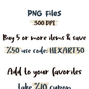 May include: A digital illustration of a celestial design with stars, moons, and crystals. The text "Hex Art" is at the top of the image. The text "PNG Files 300 DPI" is in the middle of the image. The text "Buy 5 or more items & save %50 use code: HEXART50" is below the text "PNG Files 300 DPI". The text "Add to your favorites take %10 cupon" is at the bottom of the image.