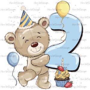 teddy bear 2nd birthday PNG, it&#39;s my birthday, balloon baby boy png, digital file, sublimation design, hand drawn, printable tshirt