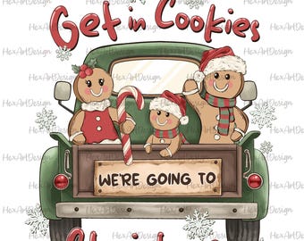 christmas truck PNG, merry xmas, gingerbread, holiday truck, digital file, hand drawn, printable tshirt
