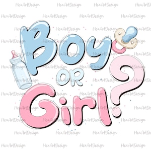 boy or girl PNG, baby announcement, baby shower, gender reveal, digital file sublimation design hand drawn printable tshirt