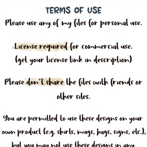 May include: Text on a dark background with a starry sky design. The text reads "Hex Art" and "Terms of Use". The text explains that the files can be used for personal use, but a license is required for commercial use. The text also states that the files should not be shared with friends or on other sites. The text also states that the designs can be used on products like shirts, mugs, bags, signs, etc., but not in digital form.