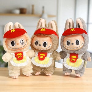 Labubu 17cm Outfit – Doll Clothes for Labubu with Fries Apron & Hat – Cute Accessories Gift for Kids
