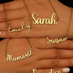 Collar con nombre personalizado para mujer, colgante con letra cursiva personalizada, joyería de acero inoxidable