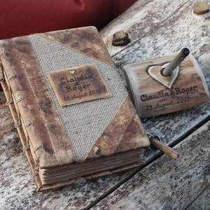 Rustic wood pen holder for wedding guest book image 5