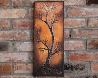 Peinture originale d'arbre abstrait sur toile arbre de vie mariage décoration murale paysage peinture