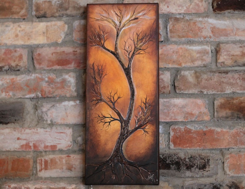 Original painting abstract tree painting on canvas tree of life wedding wall decor landscape painting image 1