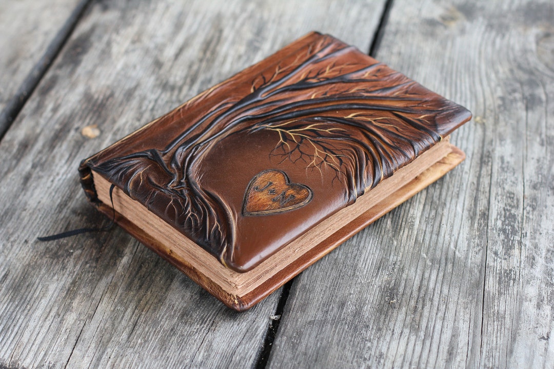 Wedding Guest Book Personalized Leather Journal Tree of Life Etsy