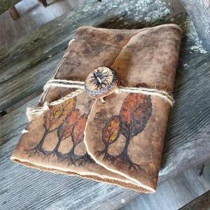 Leather journal with Trees image 1