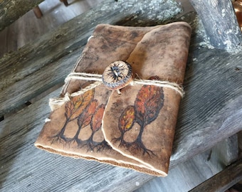 Leather journal with Trees