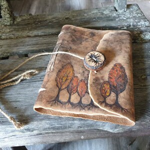 Leather journal with Trees image 7