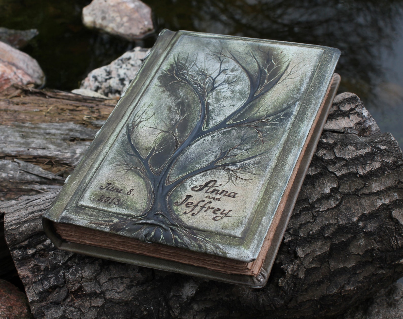 Leather Wedding Guest Book Tree of Life Leather Journal Bridal Etsy