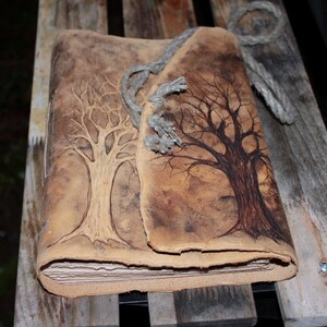 Leather wedding guest book journal Trees of life image 2