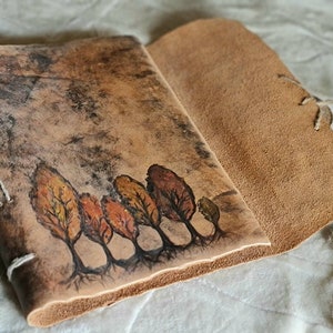 Leather journal with Trees image 5