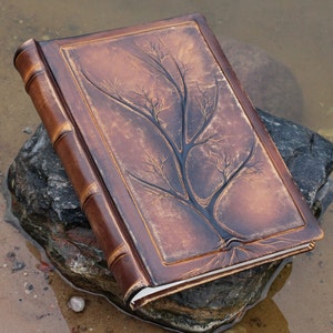Wedding leather Photo album 13 x 9 with Tree of Life for 300 photos image 3